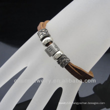 2014 new fashion Brown leather Alloy bead bracelet BGL-051